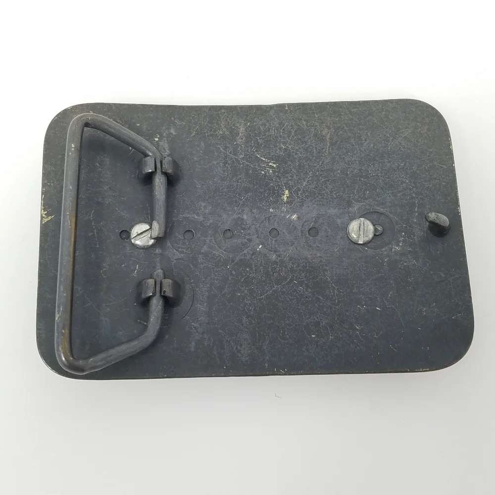 Vintage Brass Tone Belt Buckle With Brown Marble Like Stone